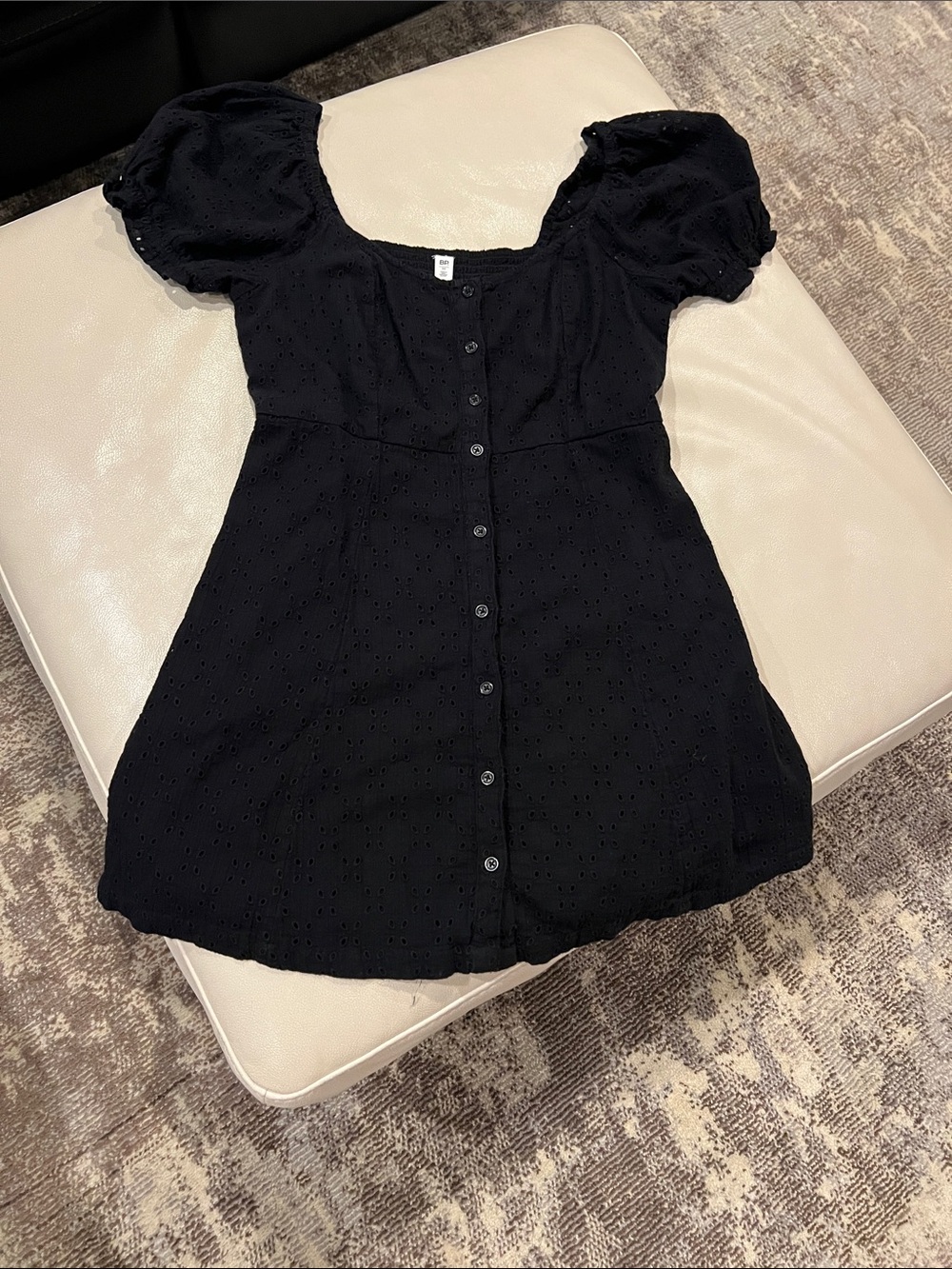 bp Black Eyelet Button-Front Dress